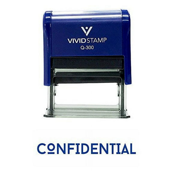 Vivid Stamp Confidential Office Self-Inking Office Rubber Stamp (Blue) - L
