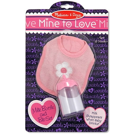 Melissa & Doug Mine to Love Disappearing Liquid Milk Bottle and Bib for Dolls