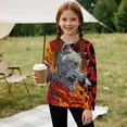 thumbnail image 5 of FUIALDOLG Flame Wolf Lightning Girls Basic Long Sleeve Shirts 15-16 Years 2 Pack Crew Neck Top Kids Layering Tees Casual Soft Pullover T-Shirts, 5 of 6