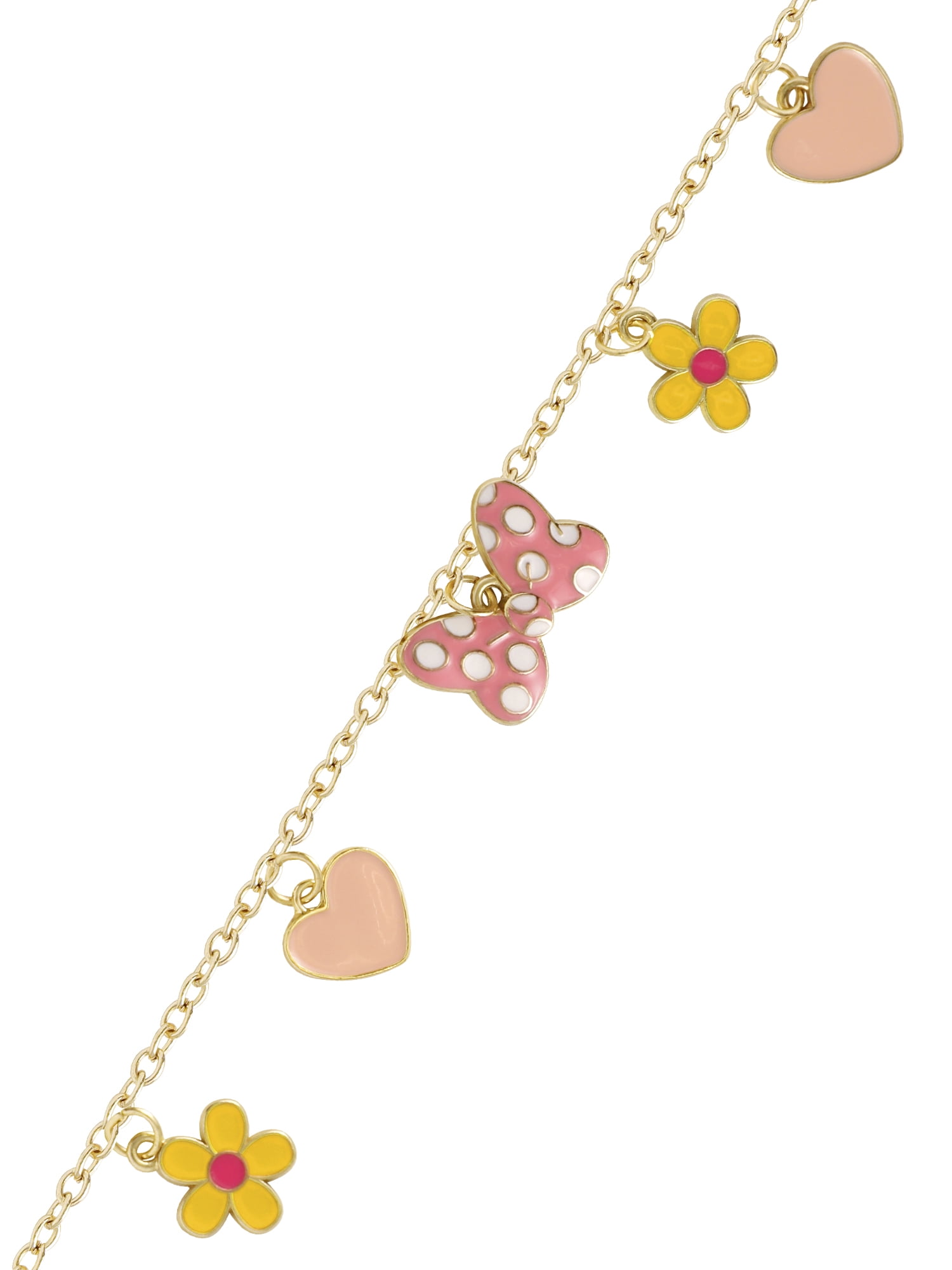 Disney Women's Minnie Mouse Bow Charm Bracelet with Polished Finish