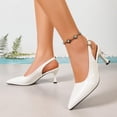 thumbnail image 5 of Hurxie Women's Slingback Kitten Heels Closed Pointed Toe Backless Wedding Party Dress Pumps Shoes Beige 8.5, 5 of 7