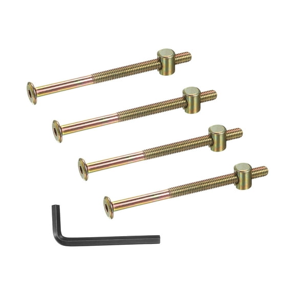 Uxcell 4 Set Bunk Bed Bolts and Nuts, M6x90mm Hex Drive Socket Cap Screws Nuts for Beds Headboards Chairs Furniture