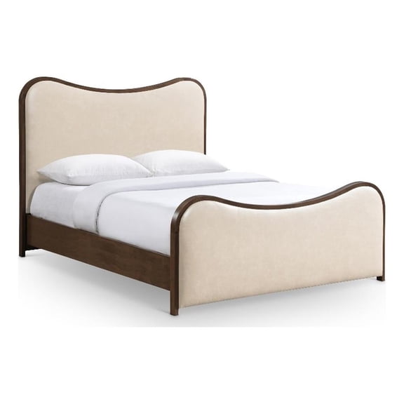 Meridian Furniture Arvada Cream Vegan Leather Upholstered King Bed