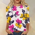 thumbnail image 1 of Ounisa T-Shirts à Manches 3/4 pour Femmes Col Rond Mode Décontractée Quotidienne Imprimé Tissu Doux Respirant Printemps 2026 Quotidien Décontracté Confortable Élégant Tendance Hauts P-2TG, 1 of 4