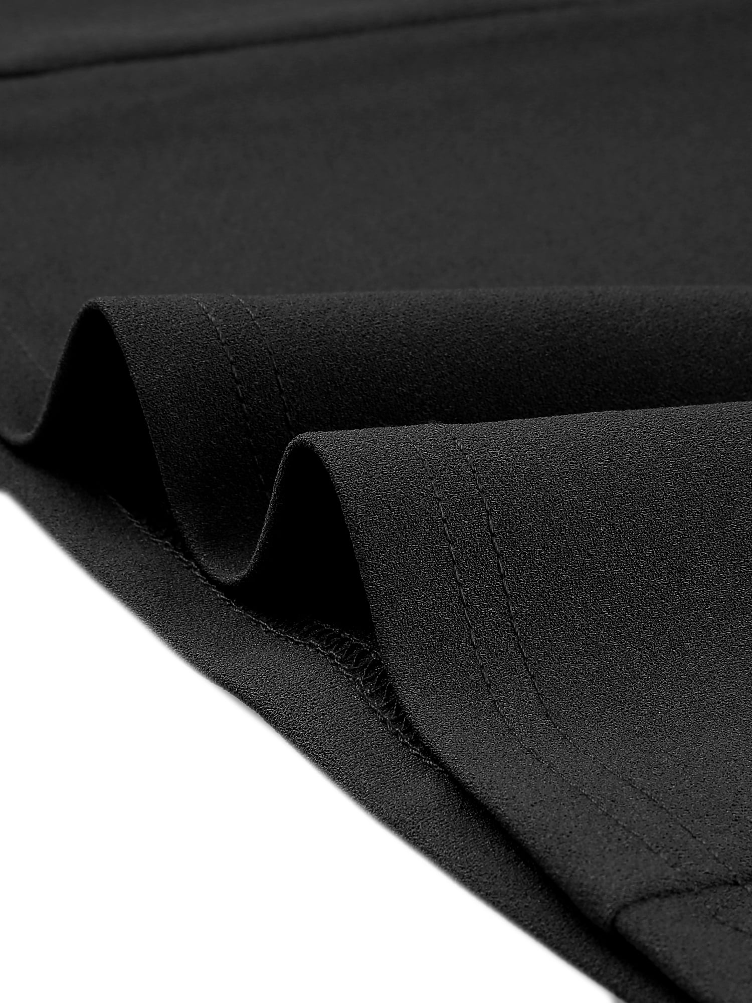 Unique Bargains Women's Work Office Dress Square Neck Knee Length Belted Dress M Black