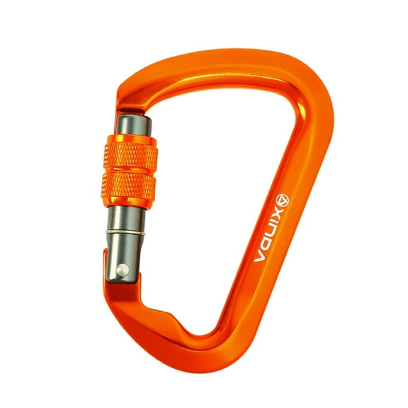 Climbing Carabiner Clip, Durable D Shaped, Aluminum Alloy Lightweight Carabiners Orange Color Screw Lock