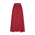 thumbnail image 4 of Cavosen Womens Midi Skirts Elastic Waistband Solid Color Casual Skirts Elegant Lightweight Flowy Stylish Calf Length Skirts with Pocket Work Loose Fall Winter Clothes Red, 4 of 5