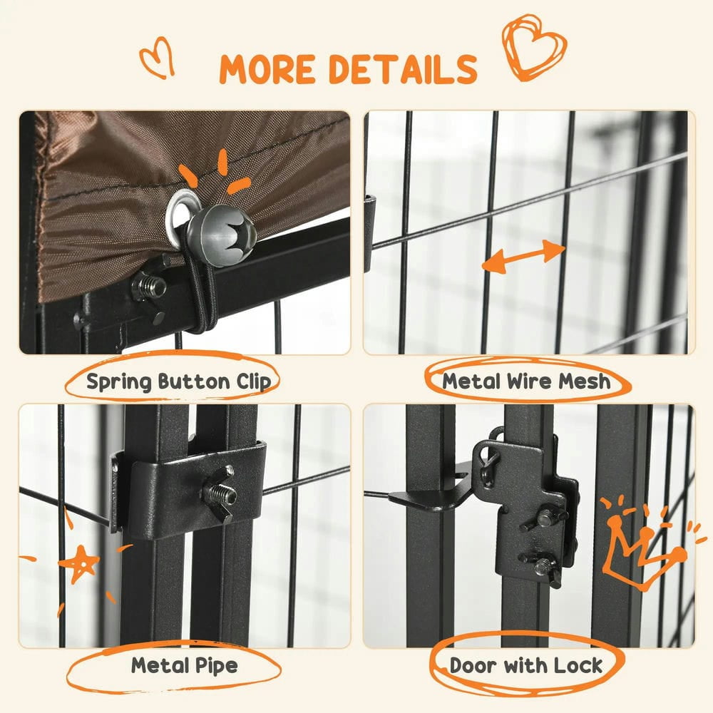 Topcobe Dog Kennel Outdoor with Waterproof Canopy, Dog Run with Chain Link, Secure Lock for Backyard and Patio, Large and Medium Sized Dogs, Outside Pet Shelter, Small Animal Habitat