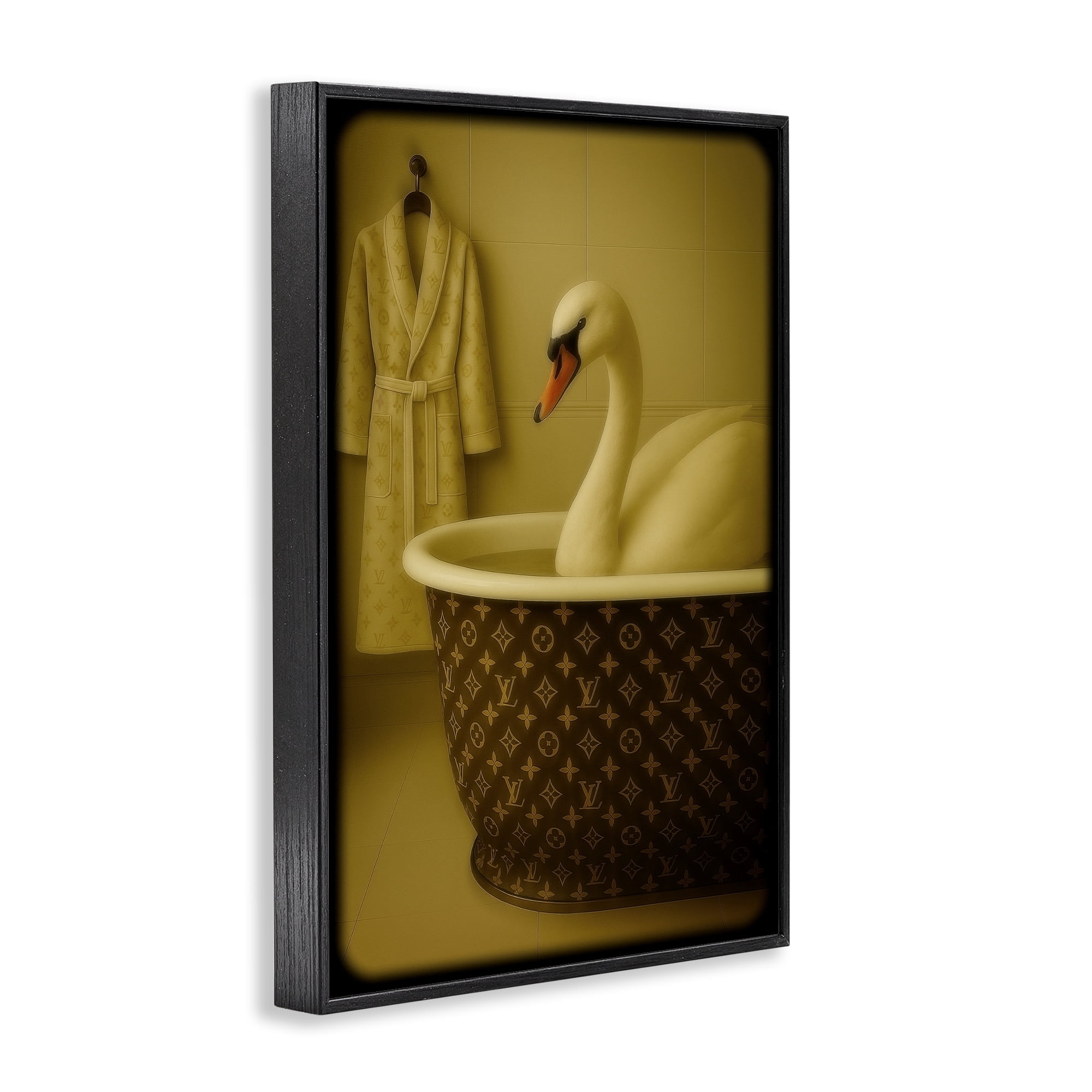 Stupell Industries Couture Swan in Luxury Tub Black Framed Giclee Art, design by Grotto Studios