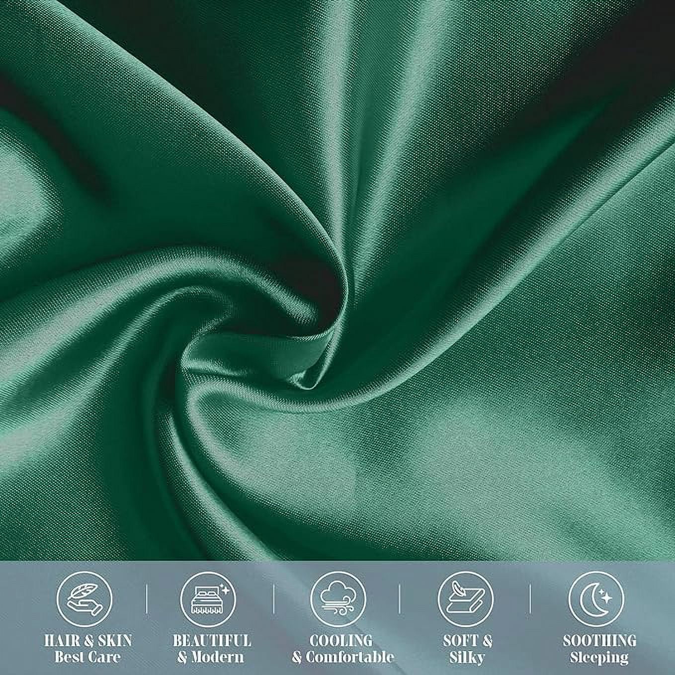 Cooling Viscose Satin Pillowcase 6-Pack Set with Hidden Zipper Closure, Standard/Queen, Hunter Green
