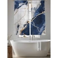 thumbnail image 6 of Sheer Curtains 63 Inches Long, Marble Navy Blue Light Filtering Window Curtains for Living Room, Abstract Gold White Brick Stone Motif Rod Pocket Voile Sheer Curtain Drapes, 52"W x 63"L, 2 Panels, 6 of 8