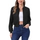 thumbnail image 1 of Chaqueta de mujer INSPIRE CHIC de ante sintético, abrigo corto con cuello alzado, cierre de cremallera, chaquetas de moto bomber XL negra, 1 of 5