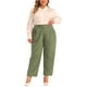 thumbnail image 2 of Pantalones de trabajo de oficina de talla grande plisados Agnes Orinda para mujeres, de cintura alta, rectos, casuales de negocios con bolsillo 4X verde ejército, 2 of 6
