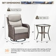 thumbnail image 2 of Planntonneo Outdoor Patio Swivel Rocker Chairs Set of 4 with 6-Inch Thick Cushion and 2 Rattan Table, 6pcs Wicker Patio Conversation Set for Porch Balcony Deck, Brown/Beige, 2 of 10