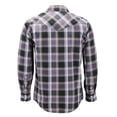 thumbnail image 2 of Men’s Western Pearl Snap Button Down Casual Long Sleeve Plaid Cowboy Shirt (#1 Purple/Black, XL), 2 of 3