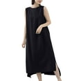 thumbnail image 5 of Dresses For Women Summer Casual Sleeveless Crew Neck Flowy Maxi Tank Dresses Straight Sundresses for Women Trendy Black Free Size, 5 of 7