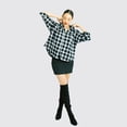thumbnail image 2 of Boxy Boyfriend Fit Flannel / Black + White Buffalo Plaid, 2 of 7