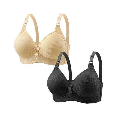 HCURIBAD Clearance! Bras for Women No Underwire Adjustable Bras Full Coverage Support Bralette Plus Size Everyday Bra Pack Of 2 Wireless Bras  Push up Bra  Backless Bra  Bras for Women Dark Blue M