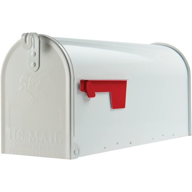 Elite Medium Capacity Galvanized Steel White, PostMount Mailbox