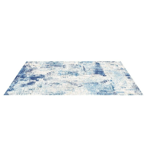 Large Area Rug 5 x 7 ft, Anti-Skid and Tear-Resistant Floor Mat with Modern Blue Design, Soft Velvety Short Pile, Hypoallergenic Washable Carpet for Living Room, Bedroom, Entryway, and Home Decor