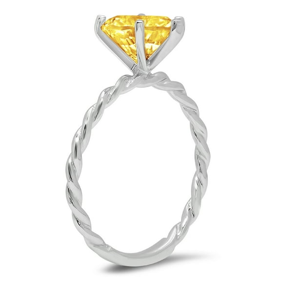 2 ct Marquise Cut Simulated Yellow Diamond Solitaire Engagement Ring for Women in 18K White Gold