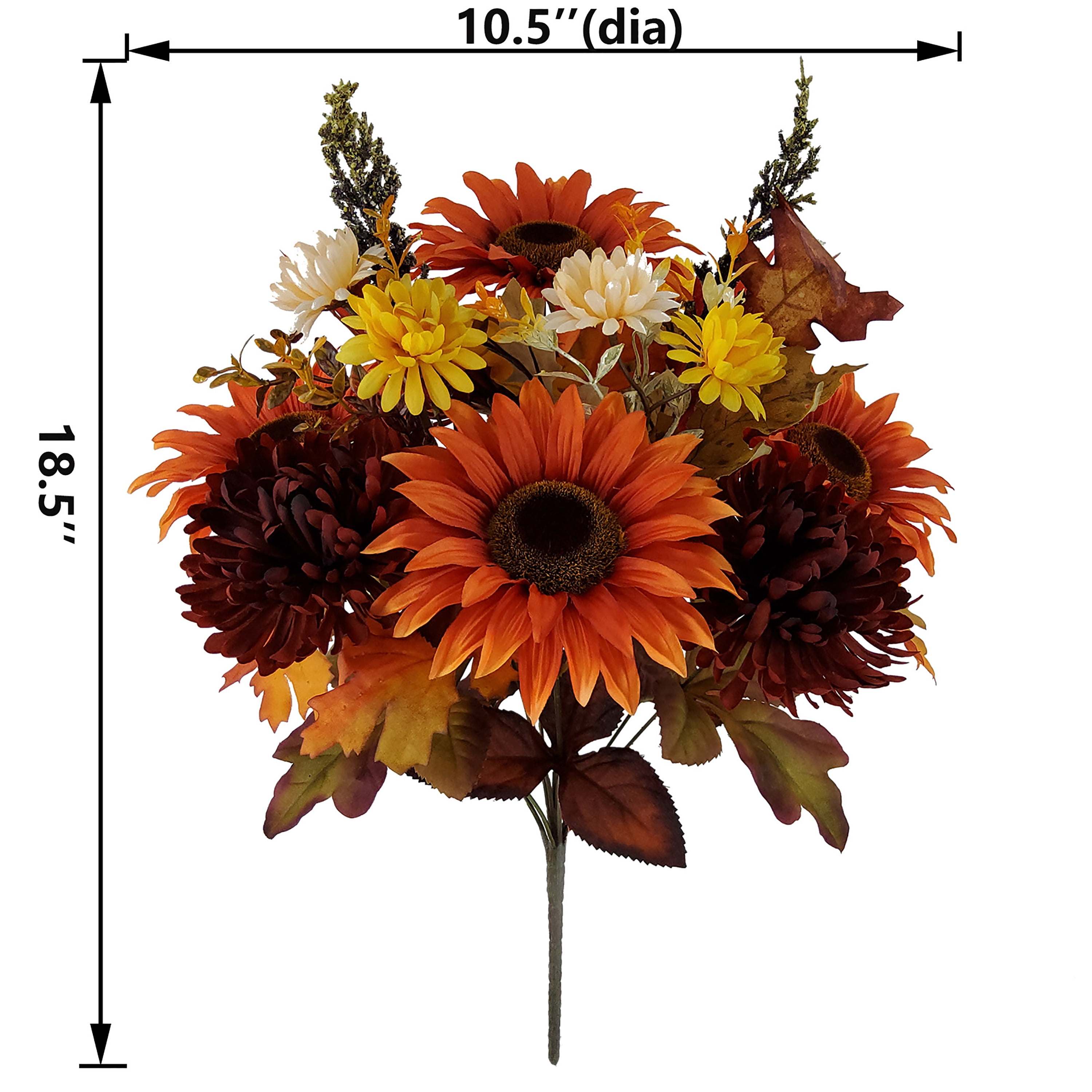 Mainstays 18.5in Indoor Artificial Orange Sunflower and Mum Bouquet.