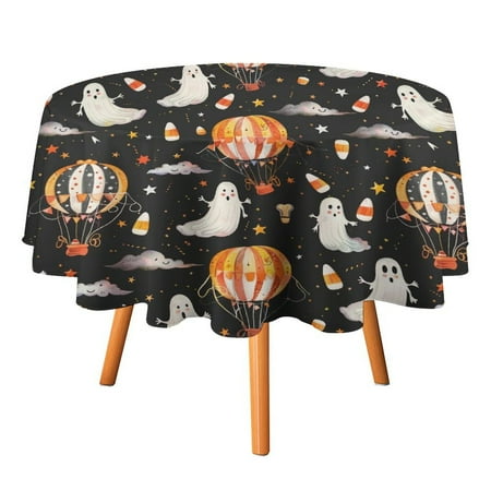 

JINGDS Ghosts Halloween Hot Air Balloons Joy-481 Round Table Cloth Halloween Tablecloth Thanksgiving Day Table Cloth Round Cover Circle Tablecloth for Halloween Thanksgiving Fall Party