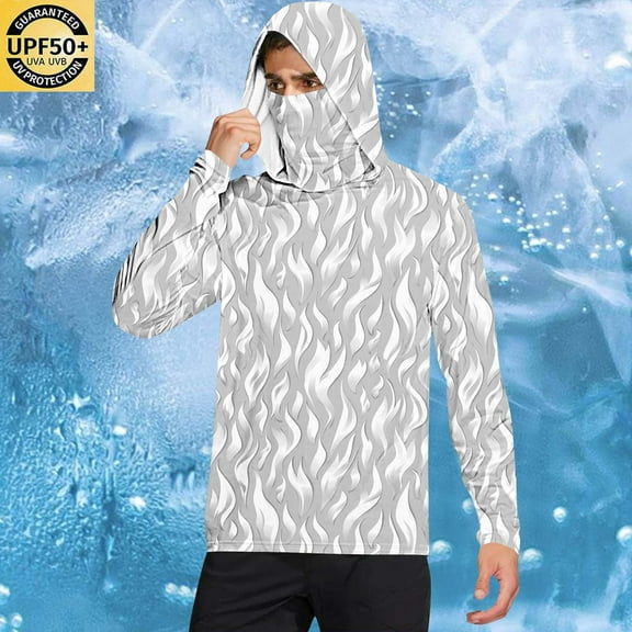 DDAPJ pyju 2025 Summer Sun Hoodie Jumper Tees Long Sleeve UPF 50  Sun Protection Hooded T-shirt Lightweight Quick-Dry Fishing Hiking Shirts with Mask Gray XXL