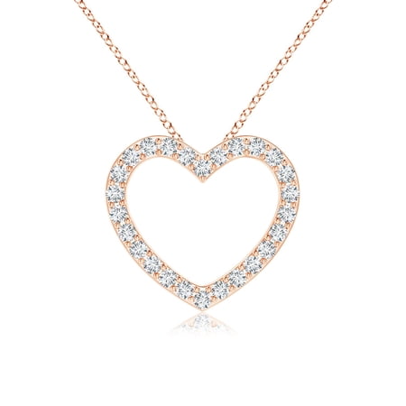 ANGARA Natural Prong-Set Diamond Open Heart Pendant in 14K Rose Gold for Women (Size-0.9mm| Color-G| Clarity-VS2) | April Birthstone, Anniversary, Jewelry Gift for Women | Natural Diamond Necklace