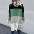 thumbnail image 4 of Abrigo de punto con frente abierto Costuras en bloque Manga larga Ajuste informal Suéter elegante con frente abierto para mujer Verde S, 4 of 6