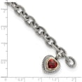 thumbnail image 3 of 14K/Silver Two-Tone Sterling Silver With 14K Garnet Heart Link Bracelet Made In Thailand qtc397, 3 of 5
