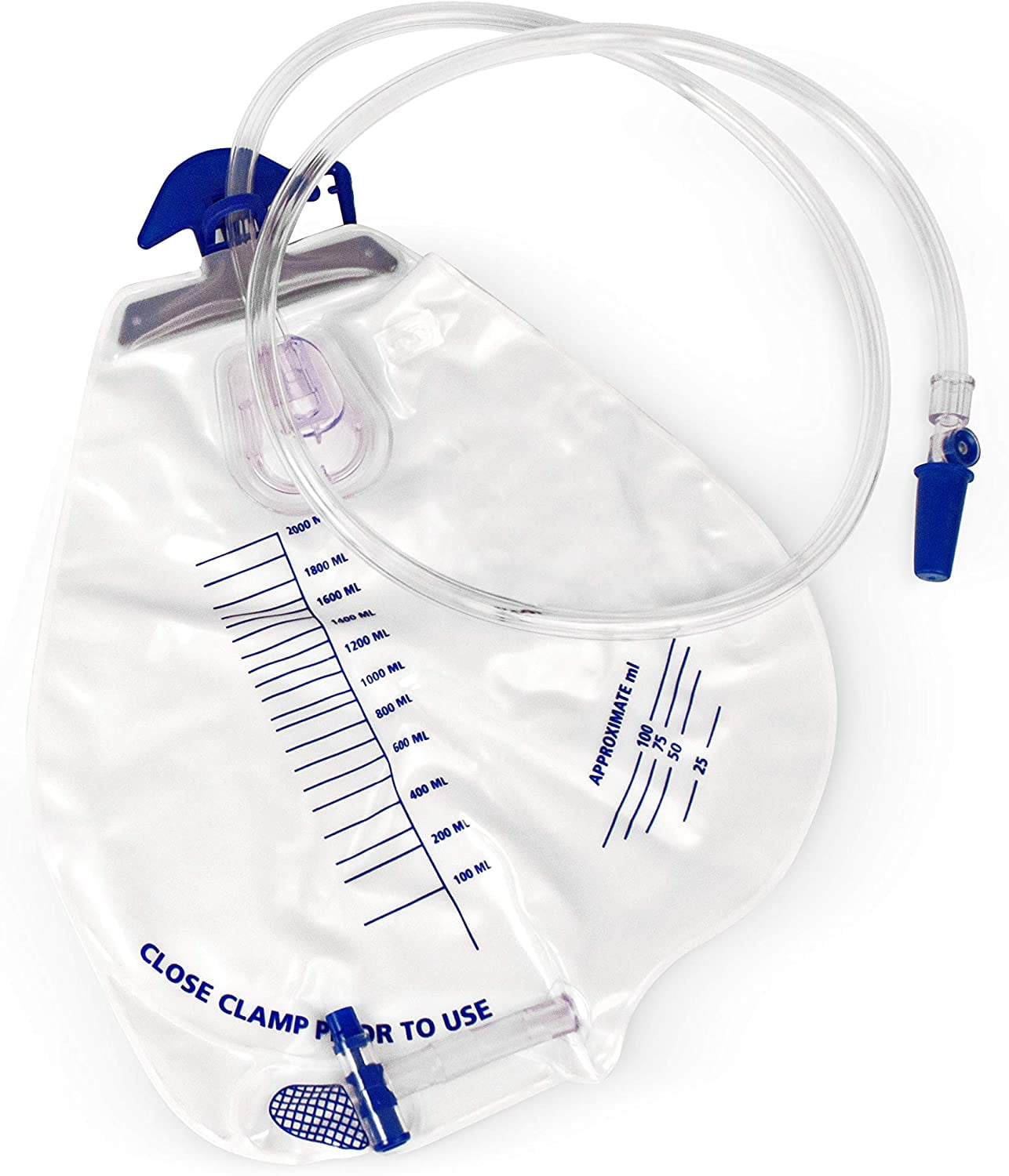 BodyHealt Urinary Drainage Bag with Anti-Reflux Chamber, 2000 mL Vinyl with 48' Drainage (1 Pack)
