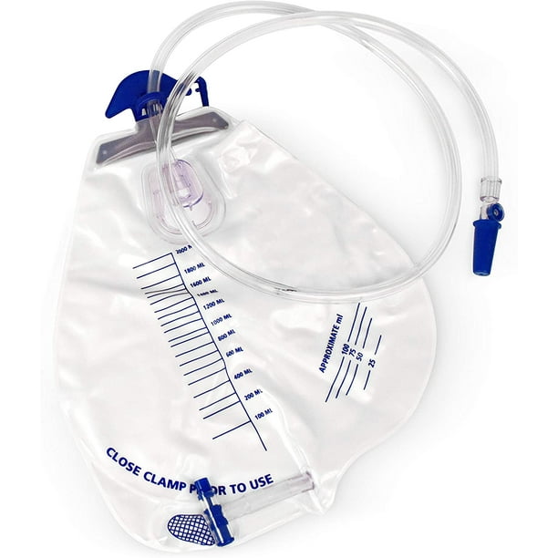 BodyHealt Urinary Drainage Bag with Anti-Reflux Chamber, 2000 mL Vinyl ...