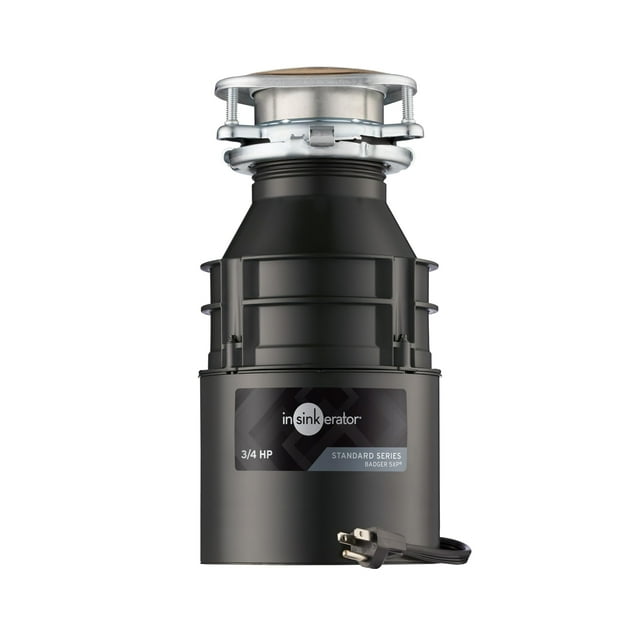 InSinkErator Badger 5XP Broyeur d'Ordures avec Cordon d'Alimentation, Standard Series 3/4 HP Broyeur d'Aliments à Alimentation Continue, Badger 5XP avec C
