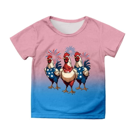 

XNHOU Halloween Loose Shirts for Kids Toddler Short Sleeve Independence Day Prints Child Boy Girl Casual Tees Tops 8-9 Years