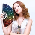 thumbnail image 3 of Large Holographic Folding Hand Fan, Folding Hand Wave Fan, Clap Fans For Line Dancing, Foldable Craft Holding Laser Colors Hand Fan, For Line Dancing,Party, Dance Enthusiasts Gift, 3 of 6