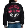 thumbnail image 3 of Women's Starter  Black Houston Rockets Printed Logo Cropped Satin Varsity Full-Snap Jacket, 3 of 3