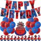 thumbnail image 1 of Kit de suministros para fiestas temáticas de superhéroe Spiderman, pancarta con globos, adornos para tartas, conjunto de decoraciones, 1 of 3