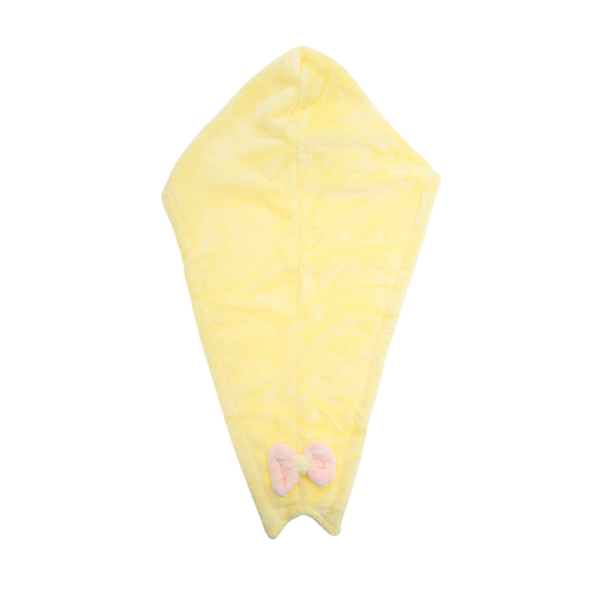 Unique Bargains Water-absorbent Double Bow Hair Towel 1 Pc Yellow