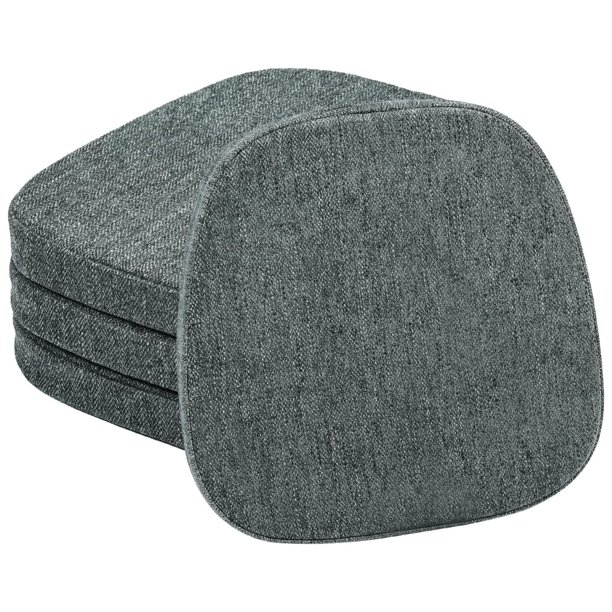 Juego de 4 cojines de metal de espuma viscoelástica, diseño de doble capa, antideslizantes, para silla de comedor, cojín de asiento de cocina con funda lavable a máquina, 4