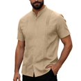 thumbnail image 3 of Men’s Short Sleeve Cotton Linen Shirt Summer Beach Casual Top, 3 of 9