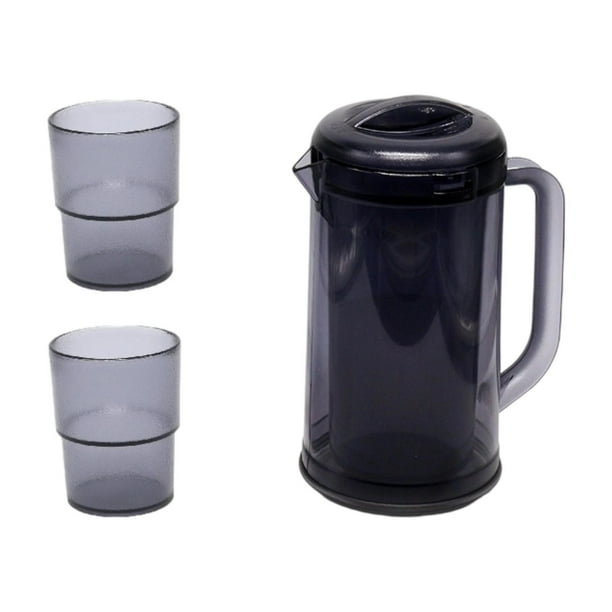 Jarra de agua de doble pared, ligera, con tapa, capacidad para 2 tazas. Gris