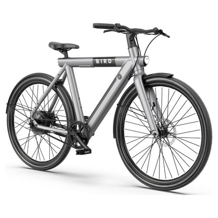 UPC: 0810029161794 | Bird A-Frame eBike | 500 Watt App Control LCD Dash Display | Alloy Frame Belt Drive Removable Battery 28” Kenda Wheels Integrated Lights | 50 Mile Range 20 MPH Max Speed | Gravity Gray