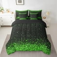 thumbnail image 2 of Erosebridal Bling Print Bedding Sets King Size,Black Green Bed in a Bag King size,Microfiber Reversible Bedding King Size,Glitter Decor,7 Pieces, 2 of 6