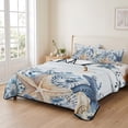 thumbnail image 2 of Twin Quilt Set 68''x86'', Blue Starfish Coastal Lightweight Summer Bedspread Coverlet Set with 2 Pillow Shams, Eucalyptus Summer Nautical Shell Breathable All Season Quilt Bedding for Dorm/Bedroom, 2 of 9