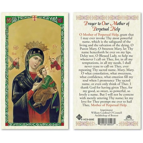 Prayer to Our Mother of Perpetual Help Laminated Prayer Cards- Pack of 25
