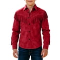 thumbnail image 3 of XAOFW Kids Boy's Western Shirts Jacket Fringes Long Sleeve Button Down Brown Shirts Loose Fit Fringe Coat Tops For Youth Comfortable Top 5-6 Years, 3 of 5