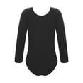 thumbnail image 2 of HULIJA Fleece-Lined Dance Leotard Solid Color Long Sleeve Ballet Gymnastics Bodysuit for Kids Girls Black 160, 2 of 7