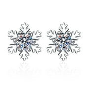 Kizly EarringsWinter Snowflake Diamond Earrings Style Silver Stud Earrings Crystal Jewelry Gifts For Mother Girlfriend,Hypoallergenic Earrings for Women,Clearance