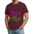 thumbnail image 3 of Men's Halloween Short Sleeve Crewneck T-Shirt, Trick or Treat Casual Halloween Costumes Tops for Autumn Outdoor Daily Fashion Wear, 3 of 4